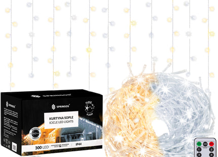 IJspegel Verlichting | 12 m + 2.5 m Snoer | 300 LED | Warm Wit | Koel Wit | Koppelbaar | Flits