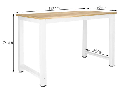Eettafel | Tafel | 110 x 60 cm | Wit/Naturel Hout