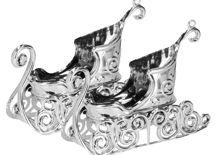 Kerstboomhanger | Slee | Zilver | 2 Stuks | 11.5 cm