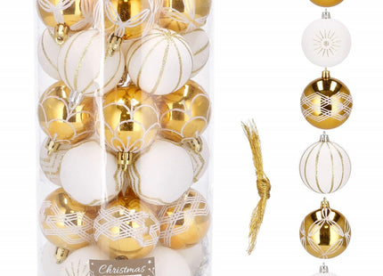 Kerstballen | 30 Stuks | 7 cm | Goud/Wit