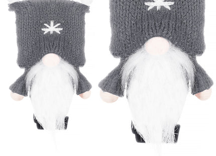 Kerstkabouter -  Kersthanger - Kerstdwerg - Kerstversiering - Grijs - 8 cm