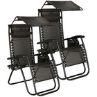 Tuinstoelen | Ligstoel | Opvouwbaar | Verstelbaar | Inclusief Hoofdsteun En Luifel | 2 Stuks | Bruin/Zwart