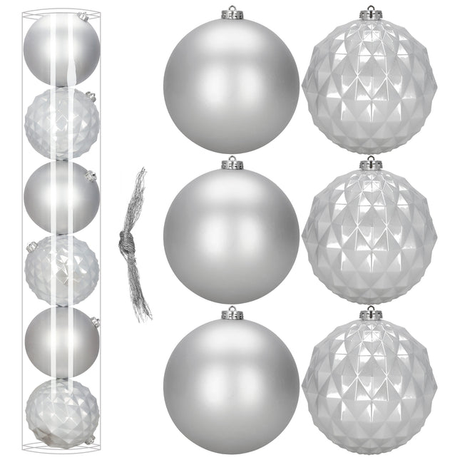 Kerstballen | 6 Stuks | 15 cm | Zilver