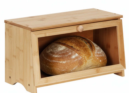 Broodtrommel Voor Op Het Aanrecht - Broodmand - Metaal - Bamboe Deksel - Naturel - 20 X 40 X 23 CM