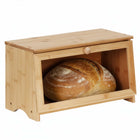 Broodtrommel Voor Op Het Aanrecht - Broodmand - Metaal - Bamboe Deksel - Naturel - 20 X 40 X 23 CM