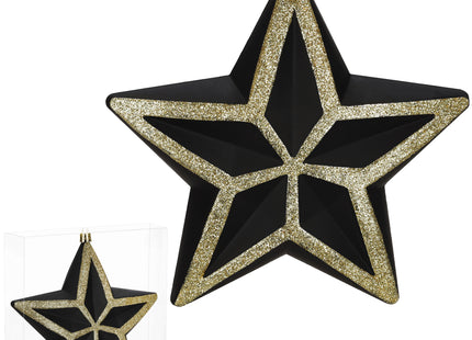 Kersthanger | Kerstster | Zwart | Goud | 15 cm