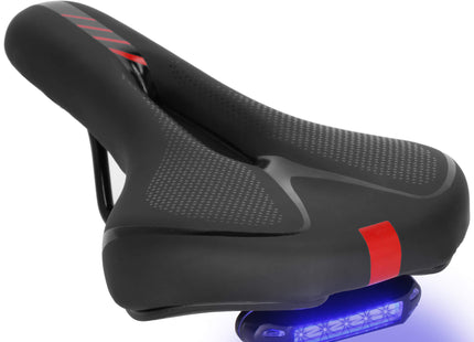 Fietszadel - Lamp - Geventileerd - Siliconen - Gel - Zwart - Licht