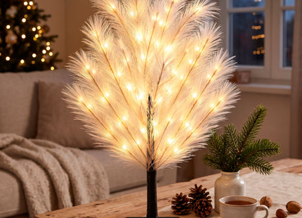 LED Kerstboom 45 cm – Wit – 20 Warm Witte LED Lampjes – USB en Batterijvoeding – Verlichte Decoratieboom met Flexibele Takken