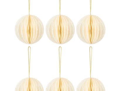 Kerstbal | Papier | 8 Cm | 3D | Wit | 6 Stuks