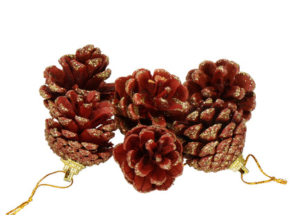 Kerstversiering | Dennenappel | Kerstdecoratie voor binnen | Kersthanger | 6 stuks