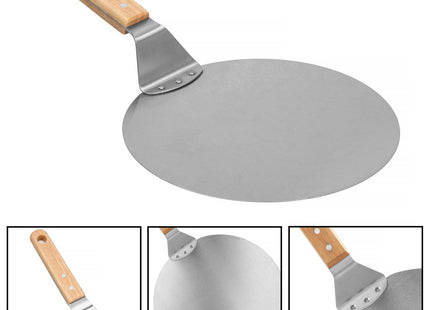 Pizzaschep | Houten handvat | 30 cm | Naturel/Zilver