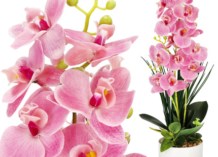 Kunst Orchidee - Kunstplanten -Inclusief Pot - Roze - Decoratief - 56 cm