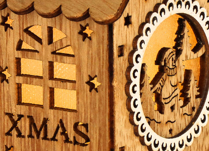 Kersthanger | Kerstversiering | Kerstboomhanger | Lichtgevend | Huis | Sneeuwpop | 9 cm