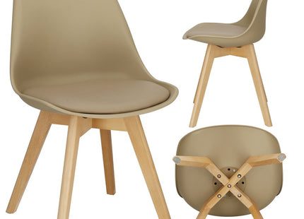 Eetkamerstoel - Gestoffeerd - Beige - 82 x 44,5 x 41 CM