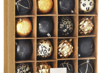 Kerstballen | 16 Stuks | Goud/Zwart