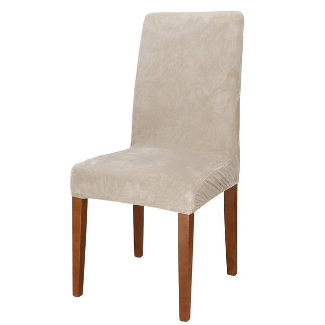 Velvet Stoelhoes - Voor Eetkamerstoelen - Met Stretch - Beige