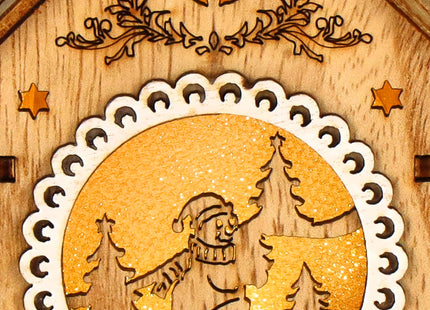 Kersthanger | Kerstversiering | Kerstboomhanger | Lichtgevend | Huis | Sneeuwpop | 9 cm