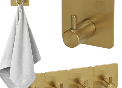Zelfklevende Handdoekhaakjes- 4 - Stuks - RVS - Goud