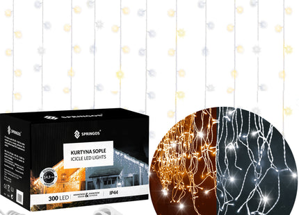 IJspegel Verlichting | 12 m + 2.5 m Snoer | 300 LED | Warm Wit | Koel Wit | Koppelbaar | Flits
