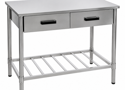 Buitenkeuken - Werktafel - 2 Lades en Opbergrek - RVS - 100x50,5x87 cm