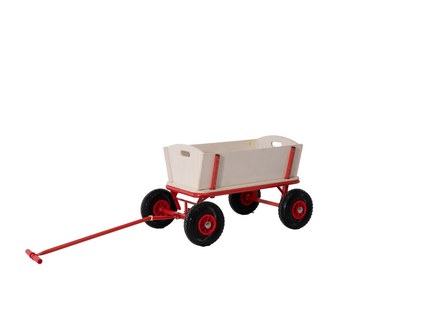 Bolderkar | Houten Bolderkar | Tuinkar | 50 KG | Rood | Naturel