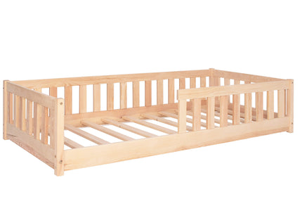 Kinderbed - Bed - Valbeveiliging - Lattenbodem - Hout - Lichtbruin - 200 x 80cm