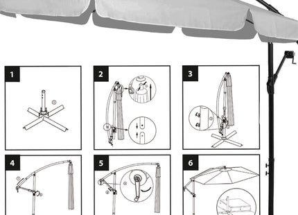 Parasol | Parasols | Kantelbaar | Met Ventilatie | Lichtgrijs | 290 cm