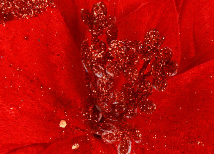 Kunstbloem | Kerst | Ster van Bethlehem |  Rood | Glitters