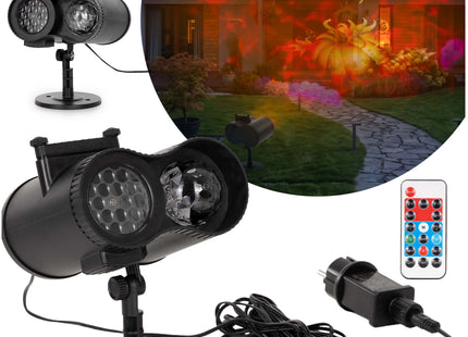 Springos® LED Projector met 48 Lichtpatronen – Kerstprojector voor Binnen en Buiten – 12 Verwisselbare Dia's – Afstandsbediening – IP65 – Zwart