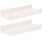 Wandplank - Boekenplank - Ophangbaar - Kruidenplank- Wit- Grenenhout - 10 Kg - 40 cm - 2 Stuks