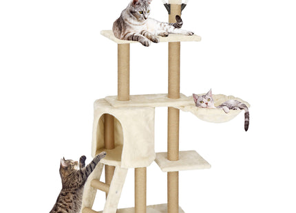 Krabpaal - Voor Katten - Meubelbescherming - 136 cm - Crème - 7 Etages