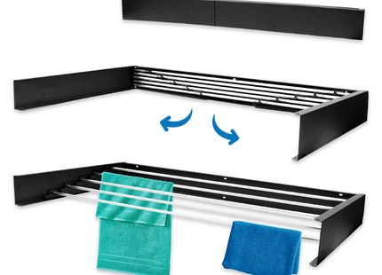 Wanddroogrek - XXL Model - Wasrek - Inklapbaar - Uitschuifbaar - 100 cm - 5 Meter Drooglengte - Zwart