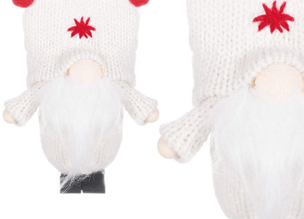 Kerstkabouter - Kersthanger - Kerstdwerg - Kerstversiering - Witte - 8 cm