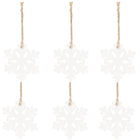 Kerstversiering | Kerstdecoratie voor binnen | Kersthanger | Sneeuwvlok | Hout | 6 Stuks | 4 cm