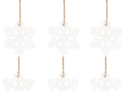 Kerstversiering | Kerstdecoratie voor binnen | Kersthanger | Sneeuwvlok | Hout | 6 Stuks | 4 cm
