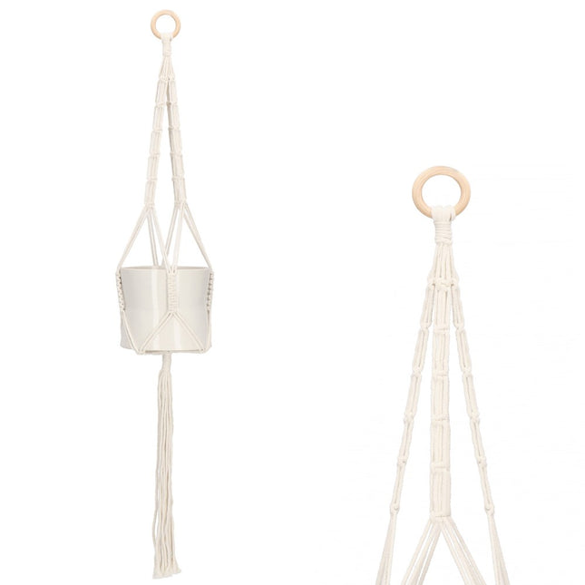 Plantenhanger - Plantenhanger Macrame - 90 cm - Wit