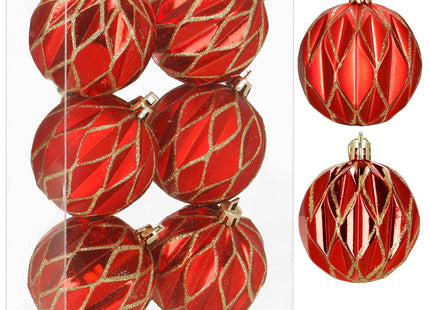 Kerstballen | 6 Stuks | 12 cm | Rood/Goud