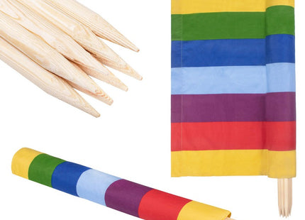 Strand Windscherm Met Stokken | Windscherm Strand | Windscherm Camping | 12 Meter | Multicolor Gestreept