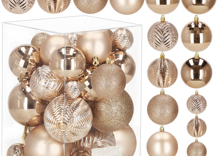Kerstballen | 33 Stuks | 4/6/8 cm | Roze/ Rosé goud