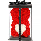 Rozen Beer | Rozenbeer | Rose Bear | Rozen Teddybeer | Liefde | Inclusief Giftbox | 25 x 17 x 16 cm | Rood / Wit
