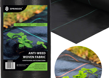 Worteldoek - Anti -Onkruid - Beschermfolie - 70g - 1,6X10 M - Zwart