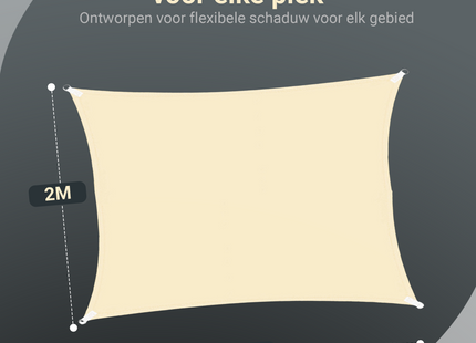 Schaduwdoek | Zonnezeil | Rechthoekig | 3 x 2 m | 90% Schaduw | Crème | 160 g/m2