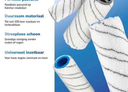 SQOON® Serviceset Rollers geschikt voor Kärcher FC 5 / FC 7 - Grijs - Gelijk aan model: 2.055-006.0 - Microvezelsrollers - 4 Stuks