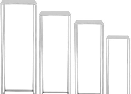 Plantenzuil | Plantentafel | Planten Etagère | Set van 4 | Metaal | Zilver