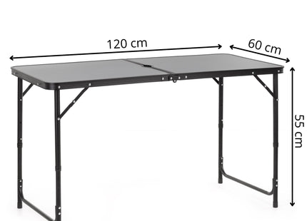 Campingtafel - Vouwtafel - Inklapbaar - Opvouwbaar - 120 x 60 x 55 cm - Zwart/Grijs