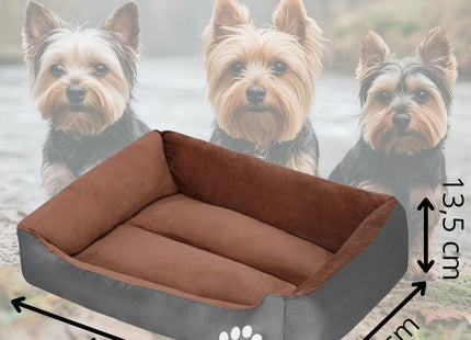 Hondenmand | Kattenmand | Polyester | 45x39x13,5 cm | Bruin/Grijs | Maat S