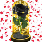 Eeuwige Roos - Geschenkbloem - LED - Decoratie - In Glas - Valentijnsdag- Zwart - 21 cm