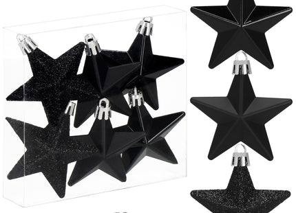 Kerstballen | Sterren | 6 Stuks | Zwart