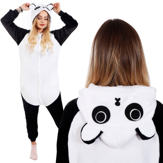 Onesie Volwassenen | Panda | Maat L | Zwart/Wit