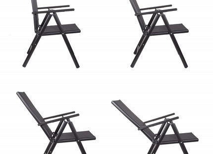 Tuinstoel | Tuinstoelen | Inklapbaar | Aluminium & Textileen | Zwart/Grijs